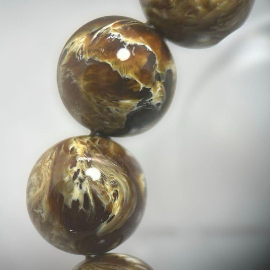 花琥珀のブレスレット ブルーアンバー 大粒