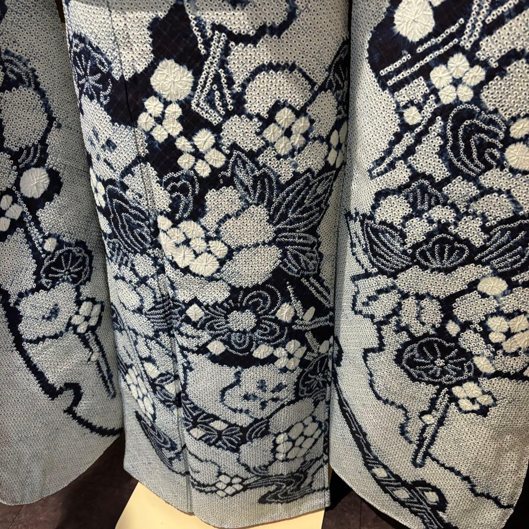 人間国宝 最高級 作家物 藍染 証紙 本疋田 総絞り 振袖 フルセット