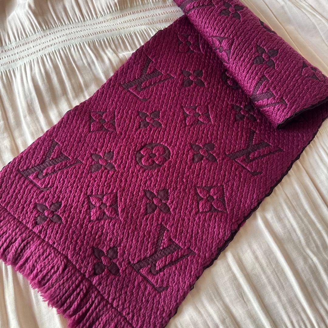 ルイヴィトン エシャルプロゴマニア マフラー レッドパープル 赤紫色