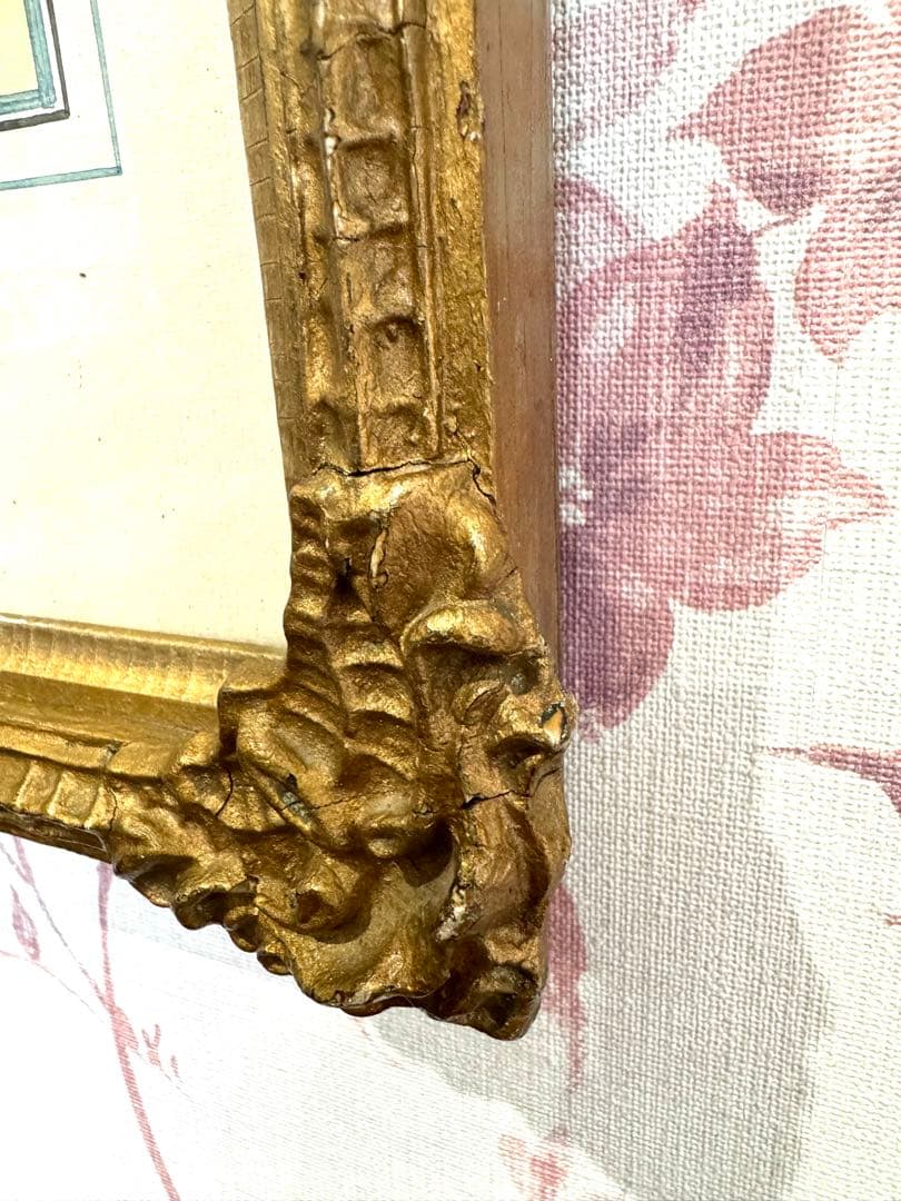 アンティーク　額装ファッション画