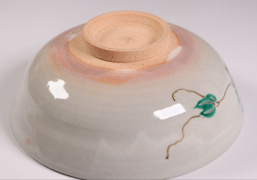 茶道具 中村秋峰 乾山写 朝顔絵 茶碗 平茶碗 共箱 共布 陶芸 京焼