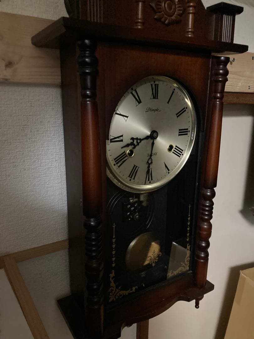 Dimple ドイツ製31 DAY アンティーク柱時計 稼働中