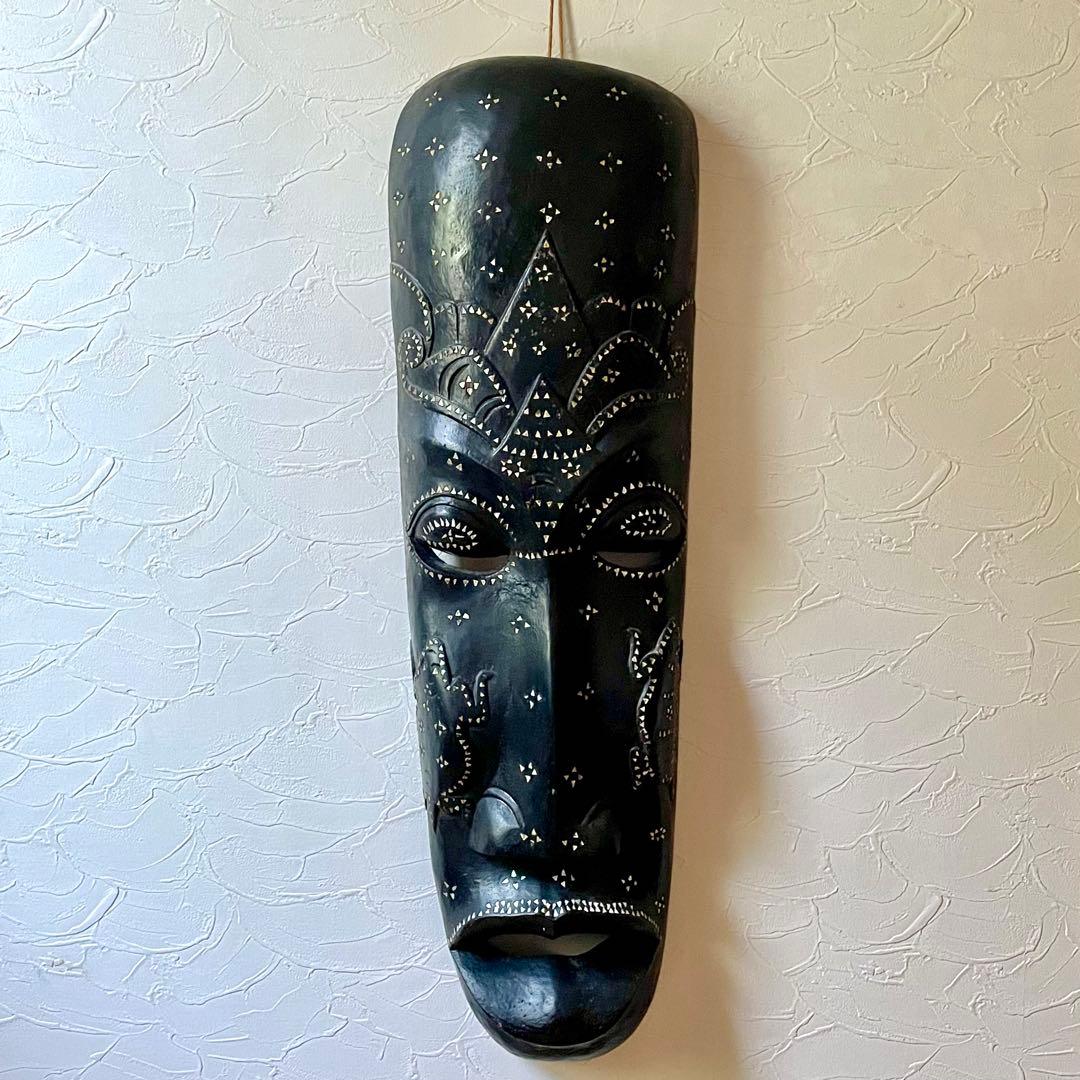 インテリアにインドネシア バリ島 細長いお面 約75cm エスニック