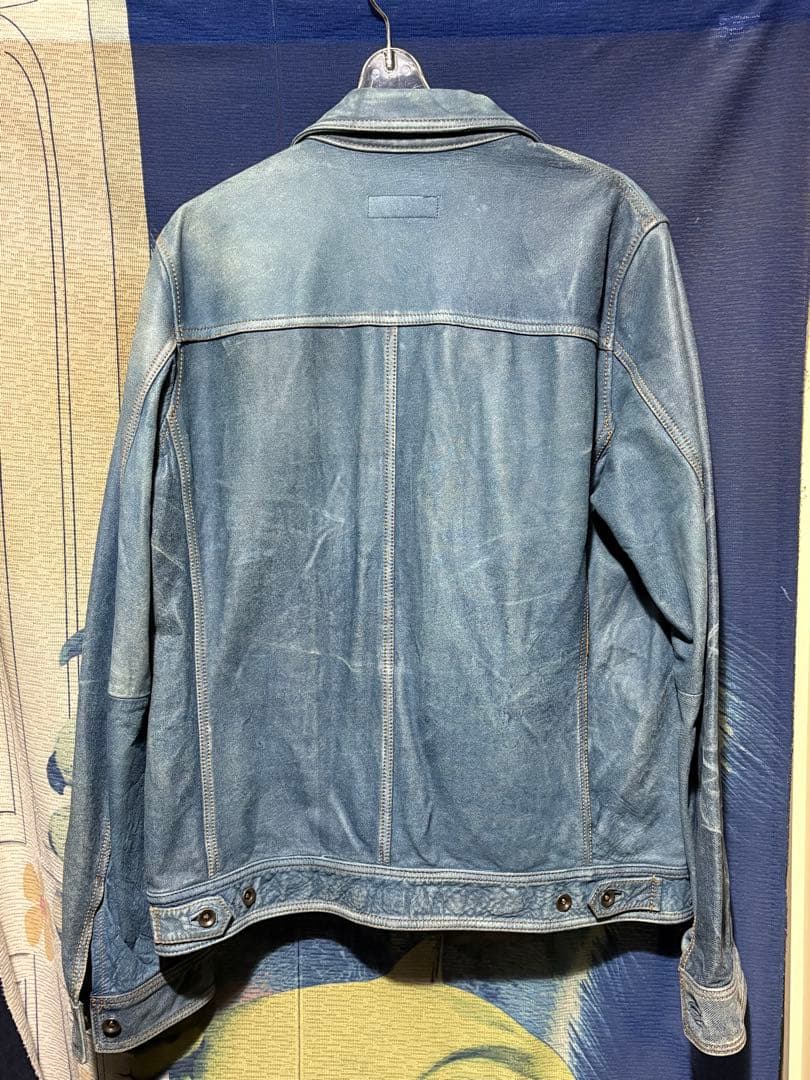 Gジャン 馬革 ホースハイド ブルー 青レザージャケット ライダース