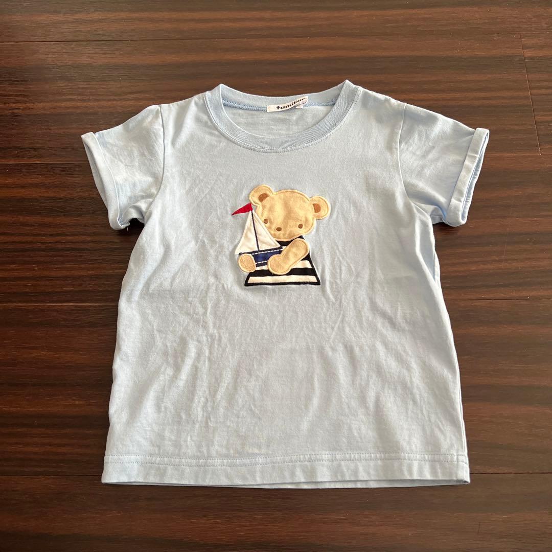 ファミリア♪Tシャツ 90サイズ ファミリア Tシャツ 紺色 フリル 在庫わずか