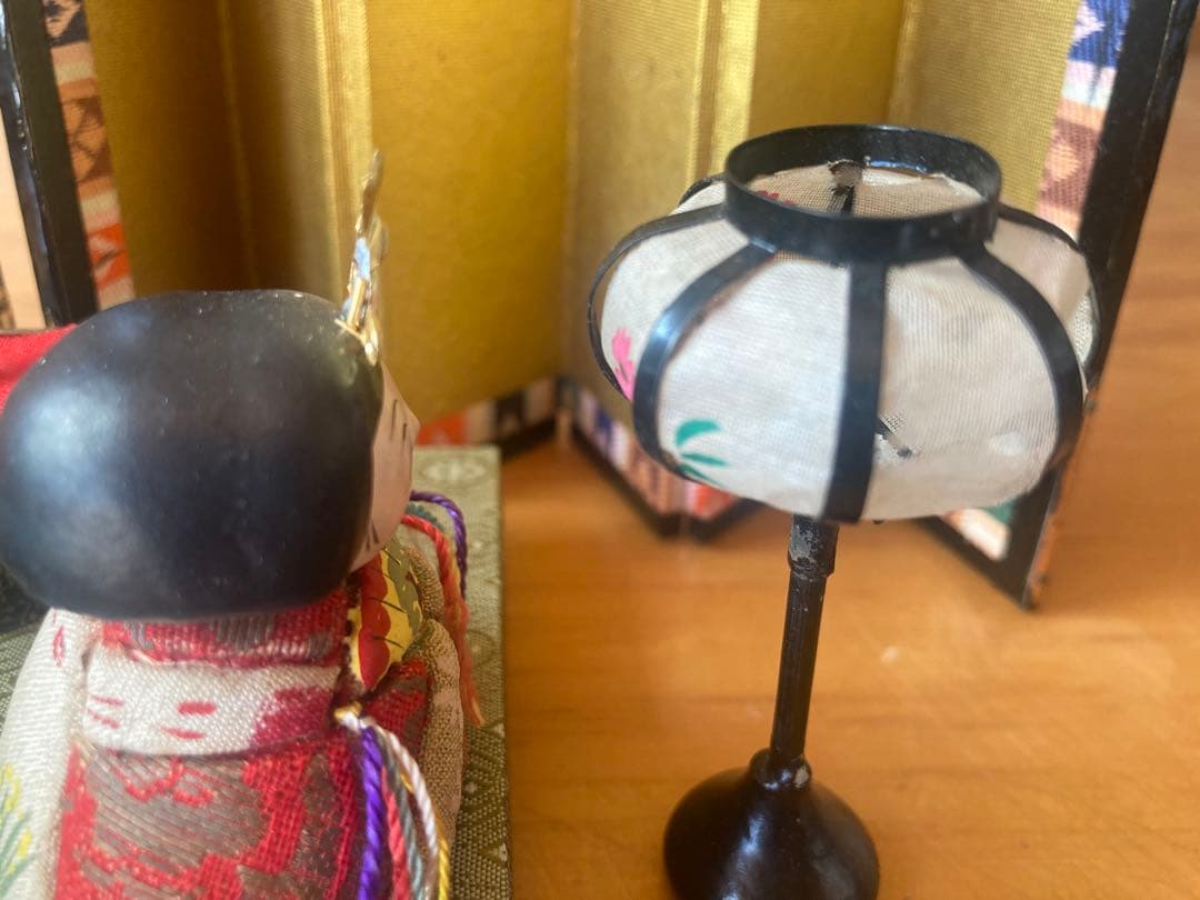 アンティーク小さい木目込み雛人形セット　蔵出し