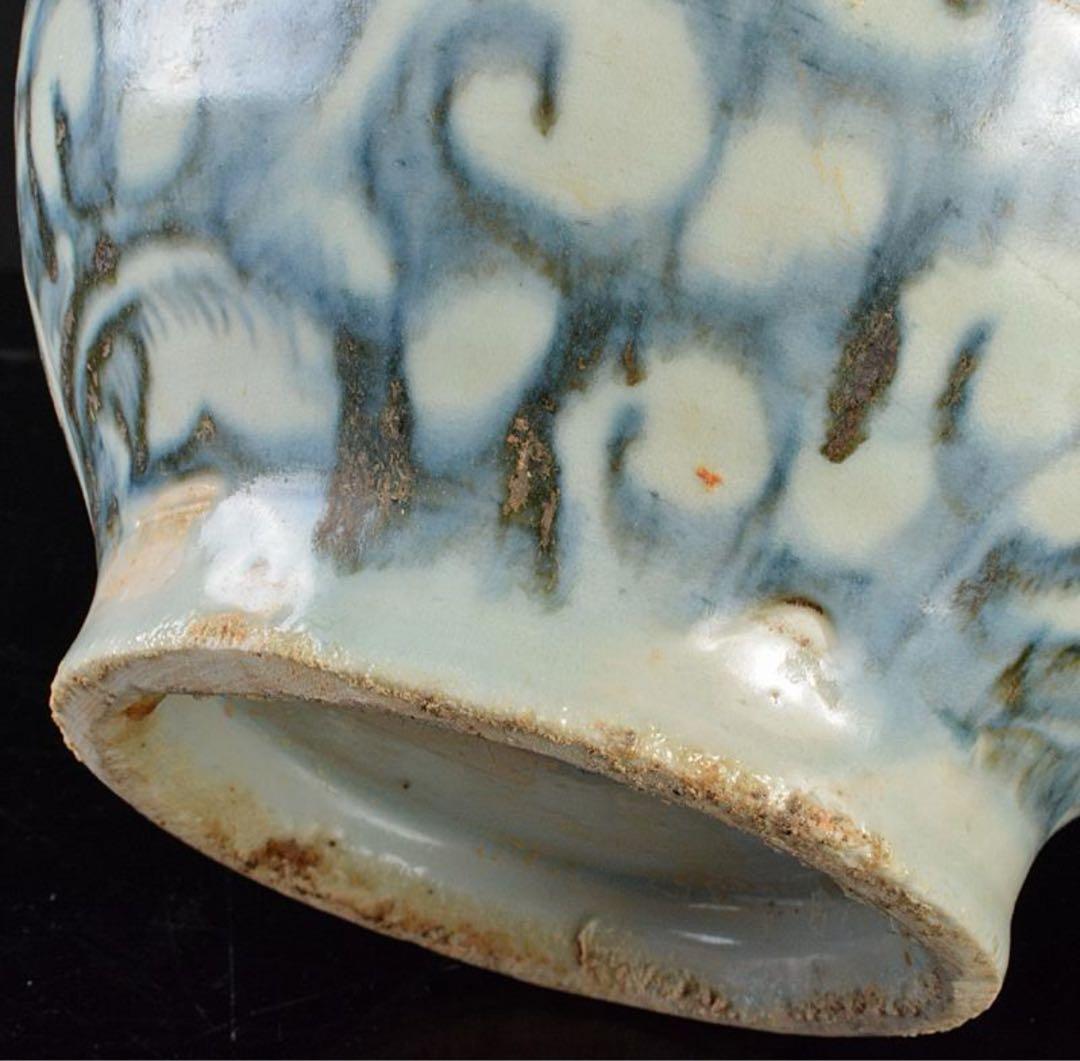 中国 安南 染付 花文瓶 ( 壺 / 骨董 / 安南焼 / 花瓶 / 陶器 )