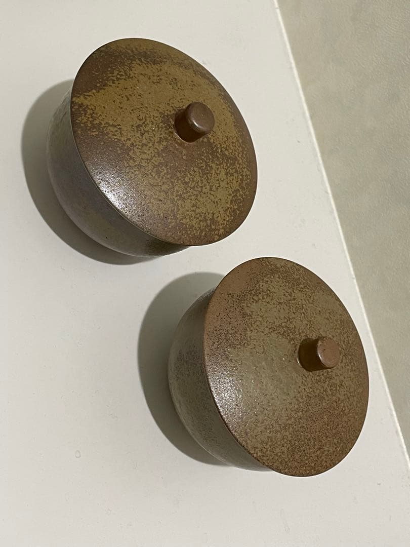 備前焼　火襷　大ぶり蓋付茶器　五客