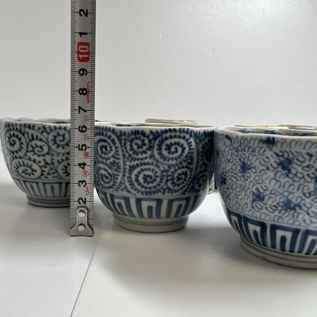 江戸後期 古伊万里 蛸唐草猪口等12客 東Y7-1208③トヒオサ