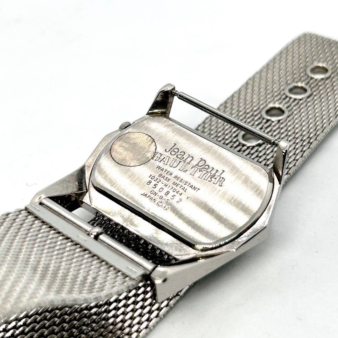 新品電池 稼働 ジャンポールゴルチエ QZ カットガラス シルバー メンズ