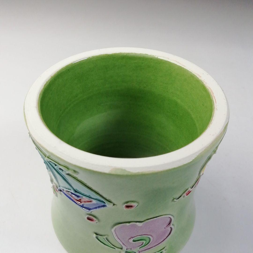 T685 蓋置 『淡緑交趾 宝尽し』『小松雅山 造』 共箱 茶道具