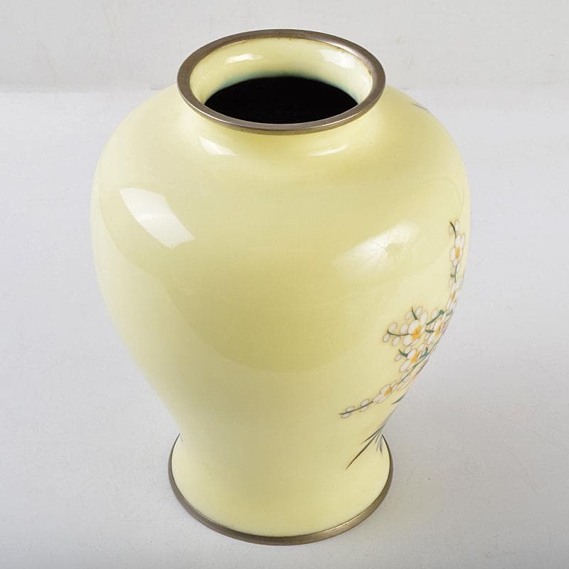 七宝焼　四君子文　花瓶　時代箱付　D　R9122B