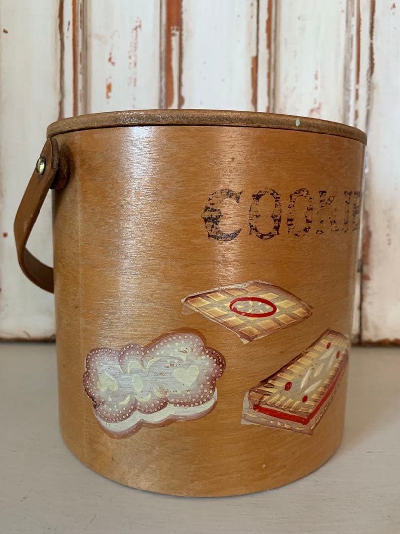 ビンテージ木製クッキージャーキャニスターアンティークレトロ