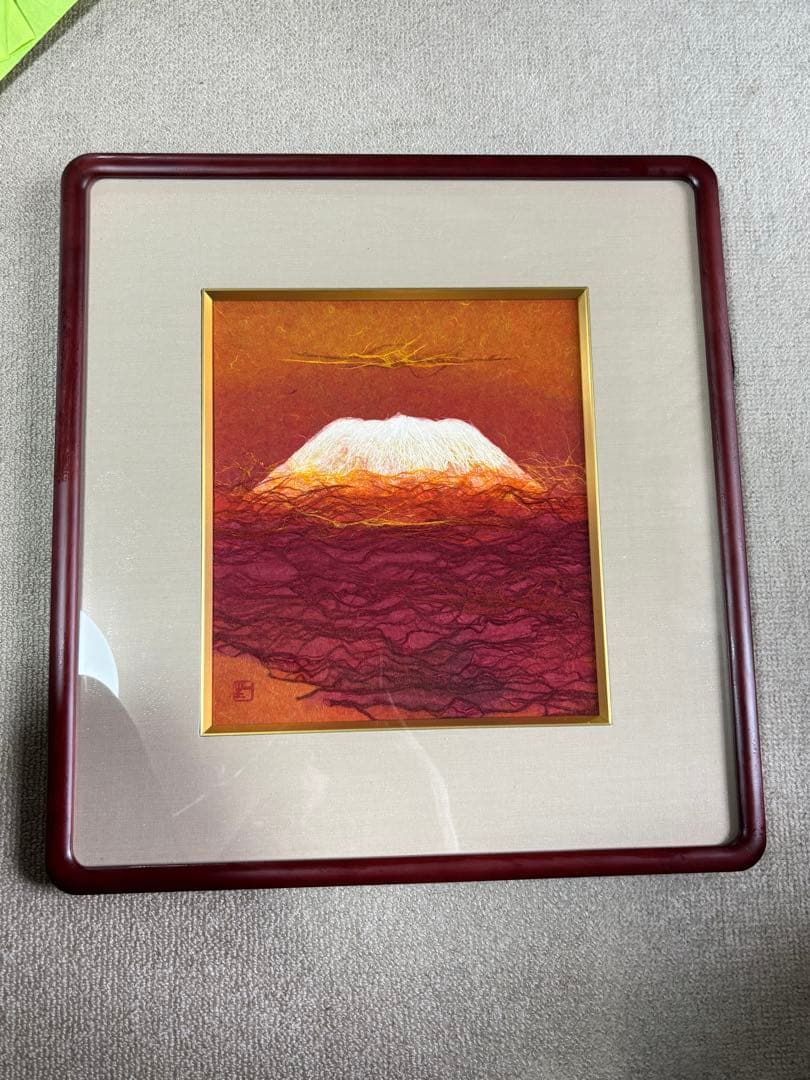 人間国宝【山内一生】赤富士『富嶽』 人間国宝故山内一生「富嶽