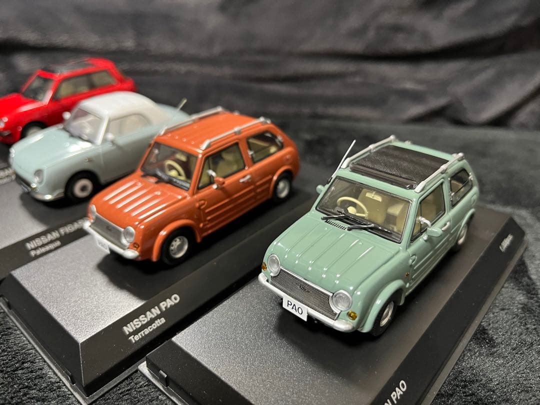 箱有　4台　京商　日産　PAO パオ　オリーブ　オレンジ　フィガロ　Be-1 箱有 4台 京商 日産 PAO パオ オリーブ オレンジ フィガロ Be-1