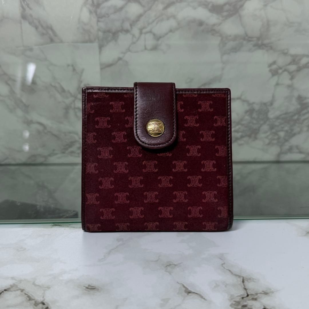90s CELINE セリーヌ 二つ折り財布 スウェード マカダム コンパクト