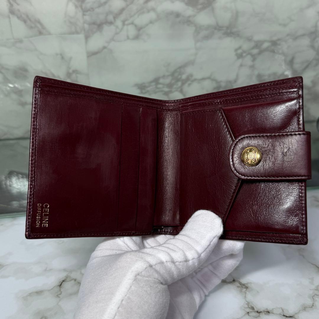 90s CELINE セリーヌ 二つ折り財布 スウェード マカダム コンパクト