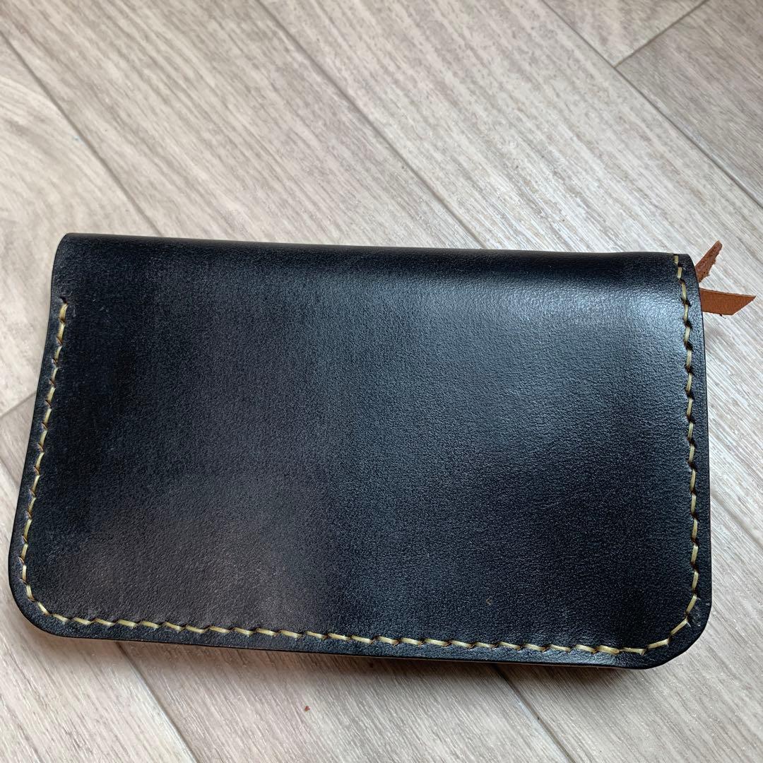 【茶芯】ブラック×ブラウン　トラッカーウォレットミドル　真鍮　お札を折らずに収納