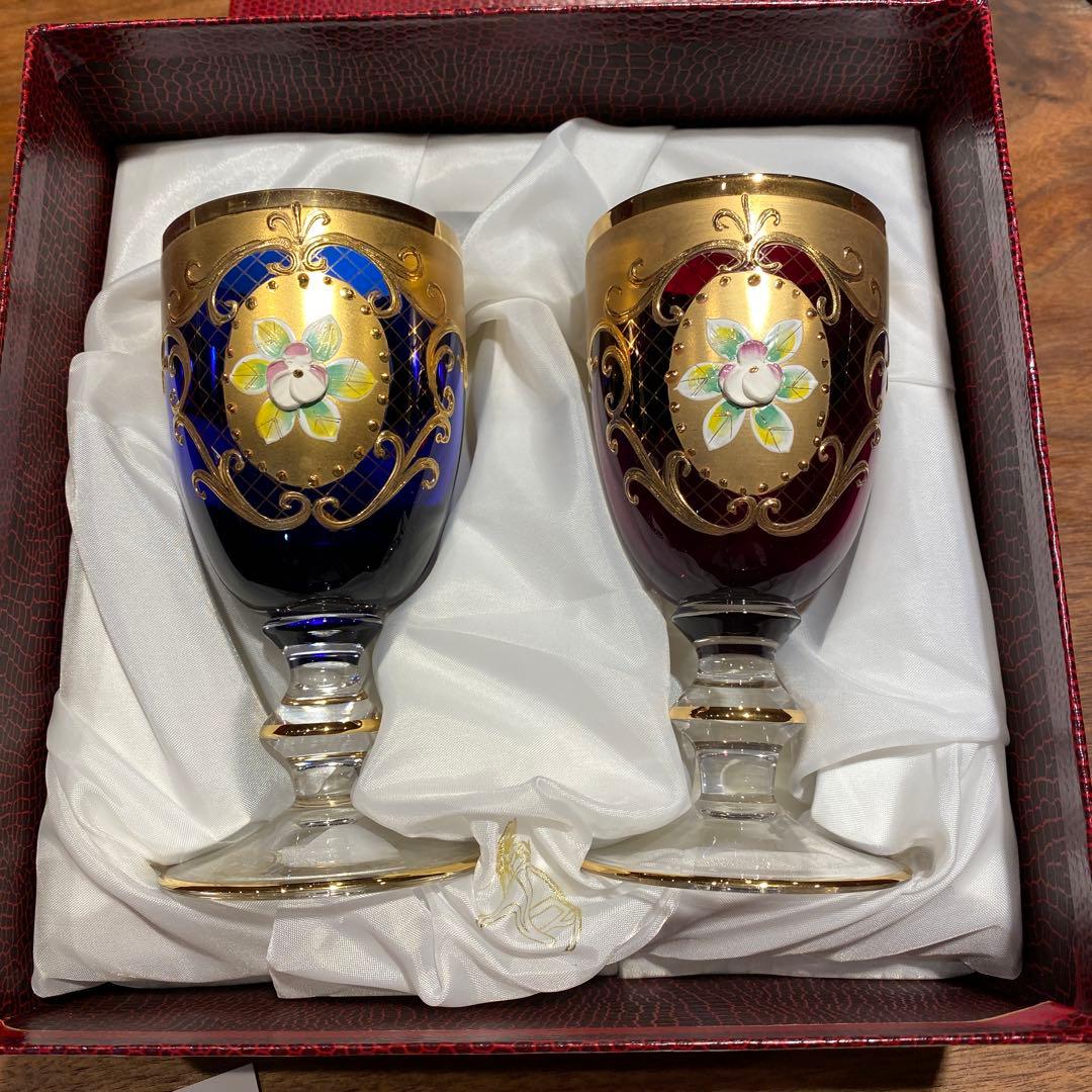 レアベネチアングラス金彩ブルー