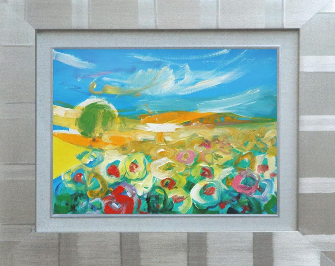 油絵 菅家令子 絵 絵画 インテリア 額付(白) uF6-050610 風景