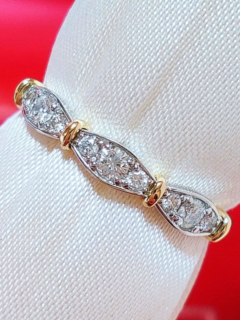 新入荷 未使用品 k18 pt950 ダイヤモンド 0.20ct リング