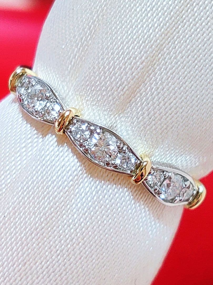 新入荷 未使用品 k18 pt950 ダイヤモンド 0.20ct リング