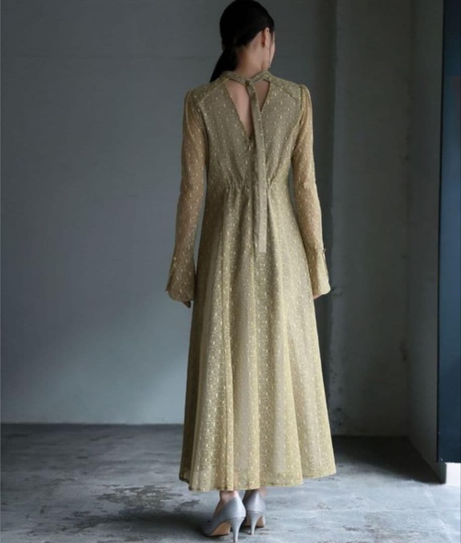 美品 ANDRESD アンドレスド バックオープンジオメトリックドレス L