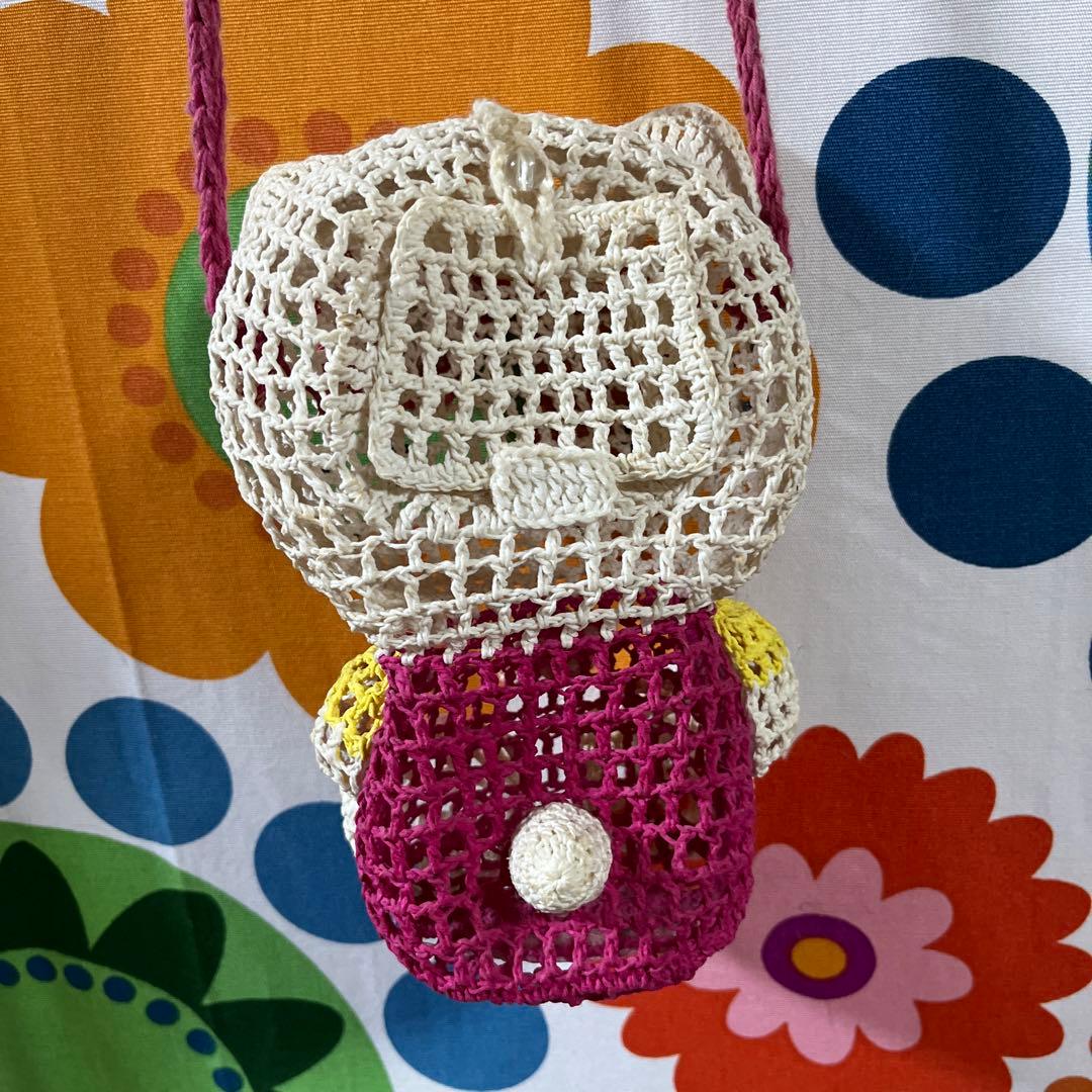 ハローキティキティちゃんショルダーバッグポーチレトロ手編み風