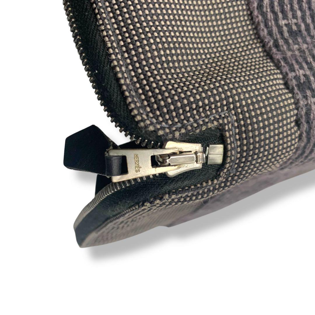 HERMES フールトゥ　財布　グレー　キャンバス　ウォレット