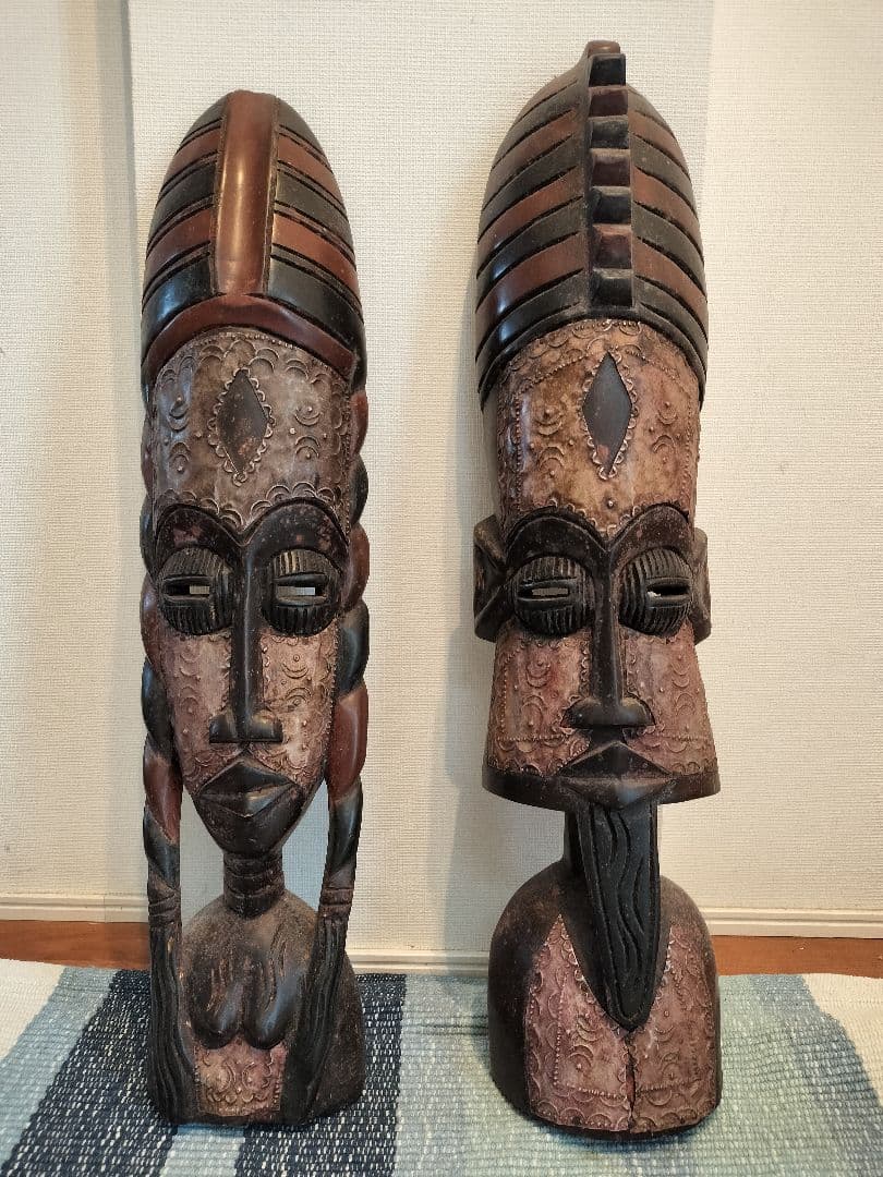 アフリカンアート 木製彫刻 2点セット