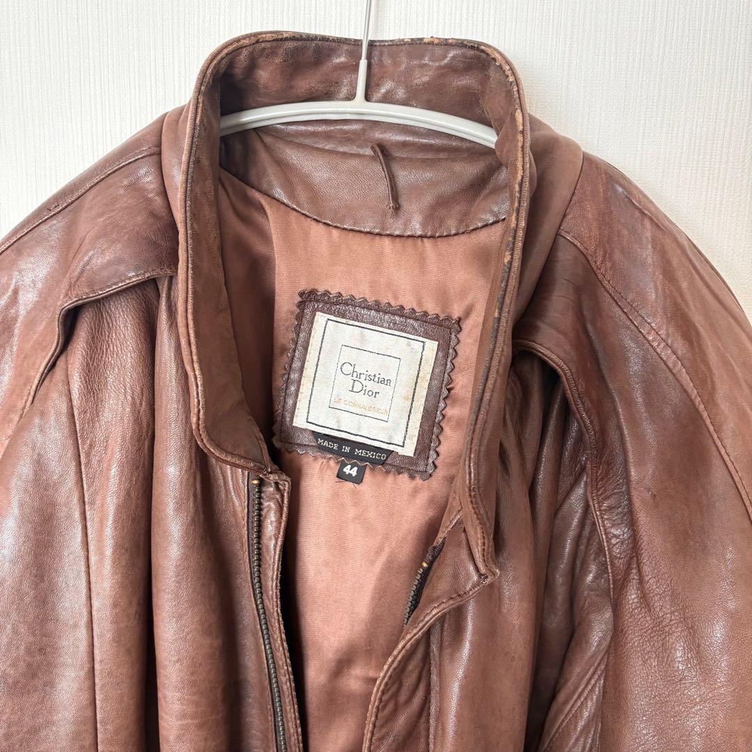 Christian Dior クリスチャンディオール レザージャケット 44 茶