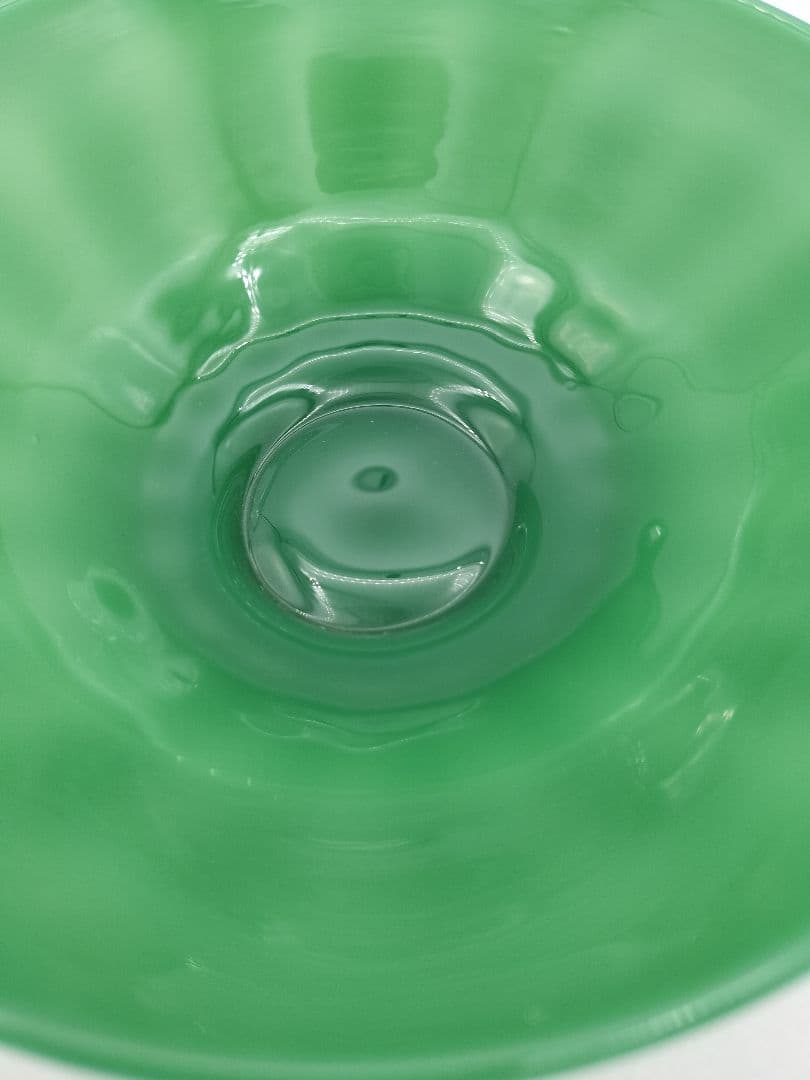 a992 【未使用】ガラス茶碗 『翠玉』耐熱 新倉晴比古 茶道具 硝子 義山