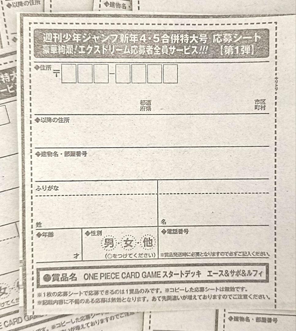週刊少年ジャンプ 2026年4・5号　ONE PIECE　応募シート20枚セット