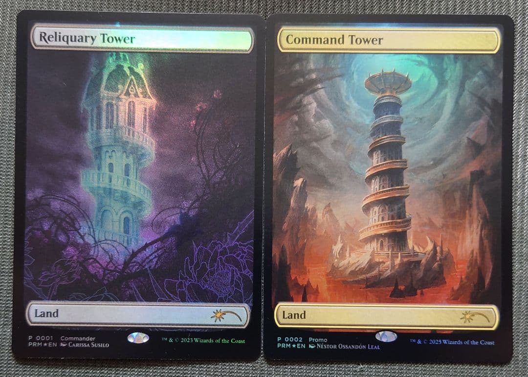 mtg 稀少 テキストレス プロモ FOIL 統率の塔 聖遺の塔 2枚セット mtg 稀少 テキストレス プロモ FOIL 統率の塔 聖遺の塔 2枚セット