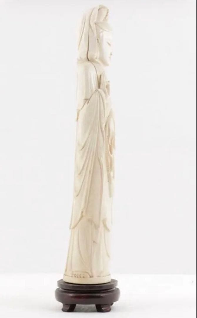 極上古美術品　マンモス　観音菩薩立像 40cm 1.1Kg