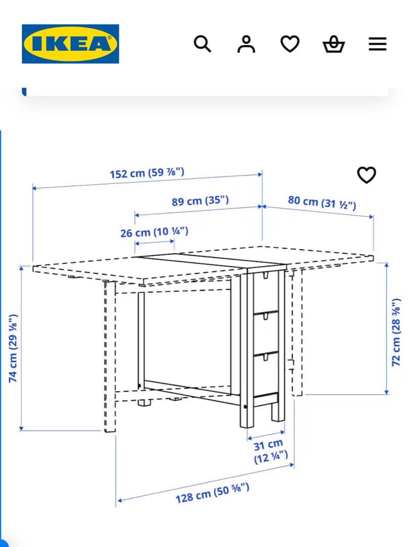 IKEA ノールデン NORDEN 折り畳みダイニングテーブル