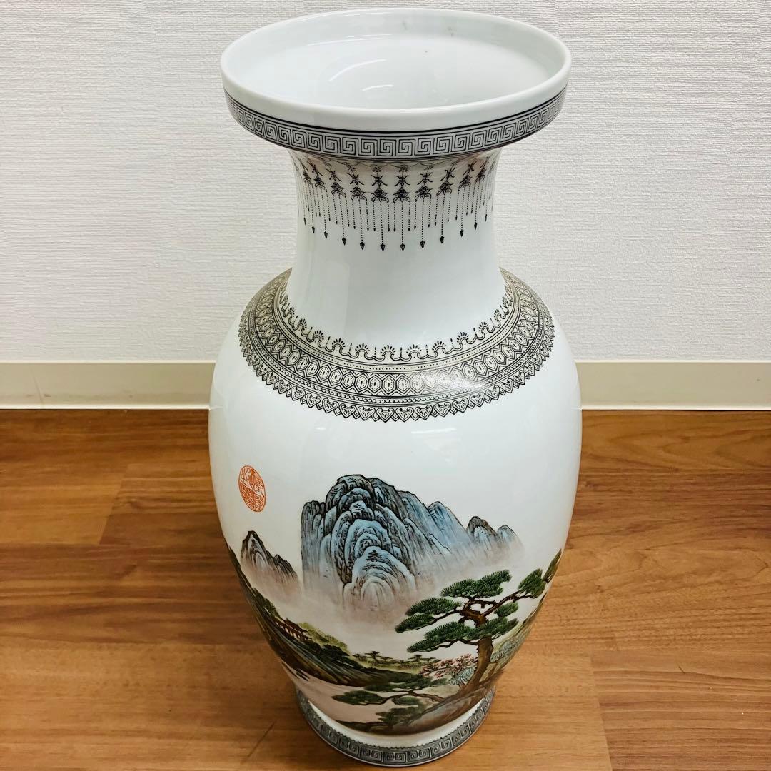 中国古美術江西景徳鎮花瓶花立インテリア手描き美品陶芸高さ25cm
