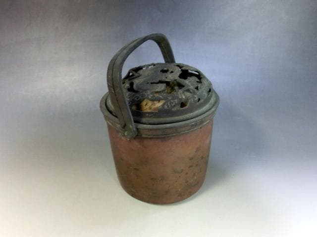 手炉□古銅製 手あぶり 手焙り 手火鉢 火入れ 火器 オンライン 透かし
