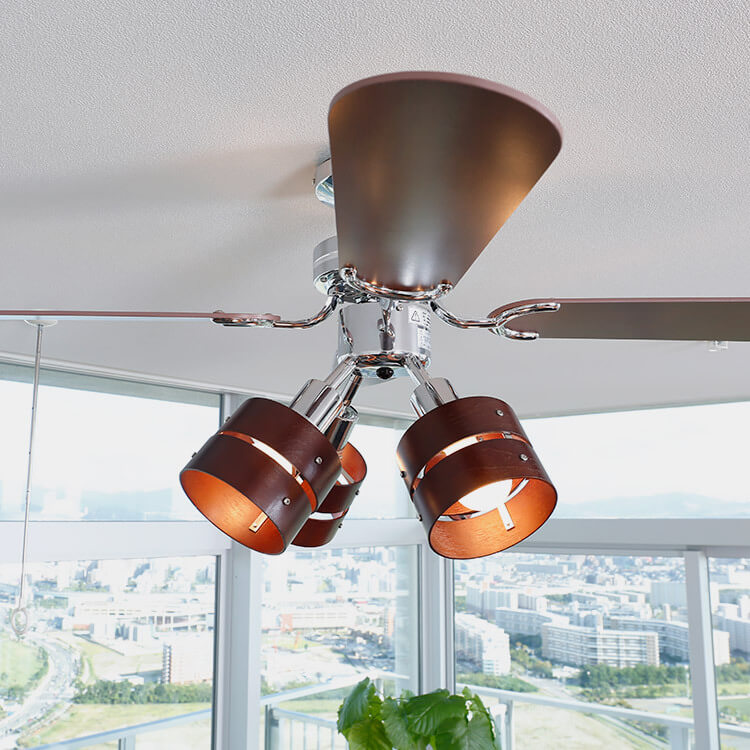 LOWYA ラスボルタ4灯 シーリングファンライトWH/NA LED電球4つ付き